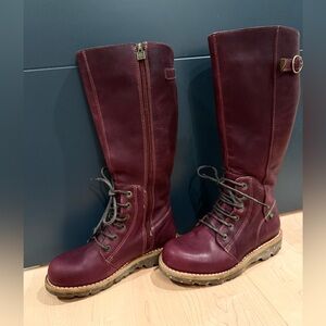 El Naturalista Burgundy Lace Up Boots